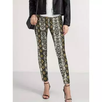 Сексуальные леггинсы больших размеров, женские леггинсы со змеиным принтом и высокой посадкой, слегка эластичные леггинсы XL
