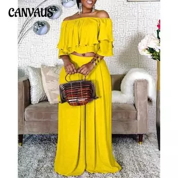 Сексуальные леггинсы с одним вырезом и рюшами больших размеров, топ, леггинсы, брюки, леггинсы, женский комплект S жёлтый