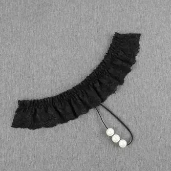 Сексуальные массажные стринги Jinxiao с жемчугом: Прозрачное кружево, низкая талия, открытая промежность, соблазнительно снимающееся нижнее белье. One Size