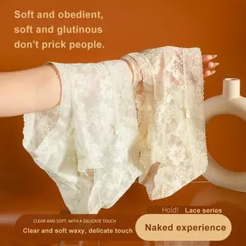 Сексуальные мягкие ажурные женские трусики с кружевом на средней талии с бантом и цветочным узором, приятные для кожи L