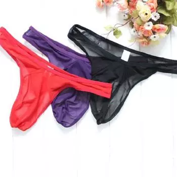 Сексуальные мужские хлопковые выпуклые мешочки для взрослых, прозрачные стринги, нижнее белье с Т-образной спинкой