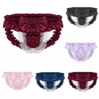 Сексуальные мужские кружевные трусы с открытой попкой, низкие стринги, нижнее белье, трусики One size