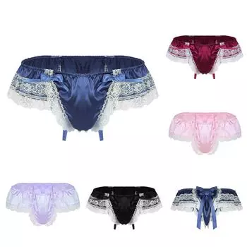 Сексуальные мужские кружевные трусы с открытой попкой, низкие стринги, нижнее белье, трусики L