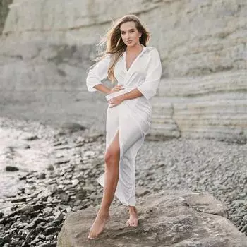 Сексуальные накидки на бикини больших размеров, длинное белое кимоно, летняя женская одежда, пляжная одежда, купальный костюм, накидка One Size белый