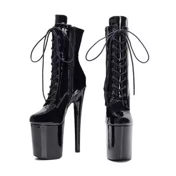 Сексуальные непромокаемые туфли на высоком каблуке 20 см для танцев на шесте, модель для ночного клуба, подиумные короткие сапоги, клубная обувь 35 чёрный