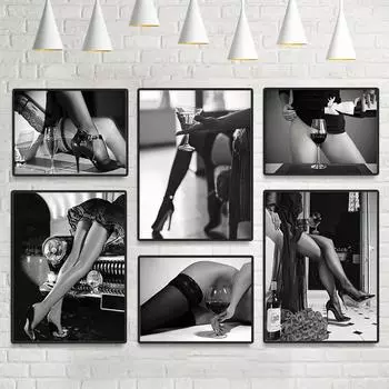 Сексуальные ножки, чулки, настенные художественные постеры, мода, скандинавский стиль, пары, картины на холсте, печать для гостиной, украшение дома, Cuadros 21x30cm No Framed