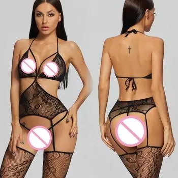Сексуальные открытые промежностные боди-чулки больших размеров женское эротическое белье платье порно нижнее белье Тедди женские костюмы сексуальная одежда XS