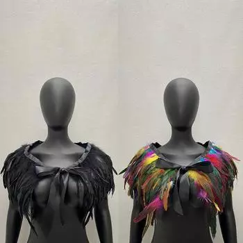 Сексуальные панк-готические роскошные шарфы с перьями, накидка с искусственным воротником, готическая шаль с перьями фиолетовый