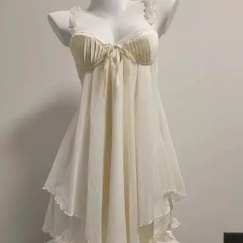 Сексуальные пижамы женские ночные рубашки с оборками кружево с подкладкой на груди подушка пижамное платье ночная одежда нижнее белье M чёрный