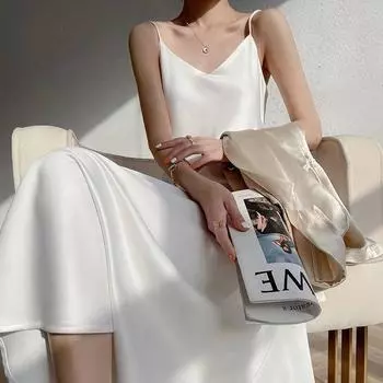 Сексуальные платья, платье для сна, ночная рубашка, однотонная ночная рубашка с v-образным вырезом, одежда для сна на подтяжках M белый