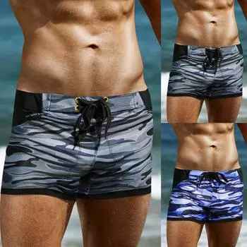 Сексуальные плавки с передним карманом, модные плавки с застежкой-молнией, мужские плавки, пляжные плавки Cross Border L синий