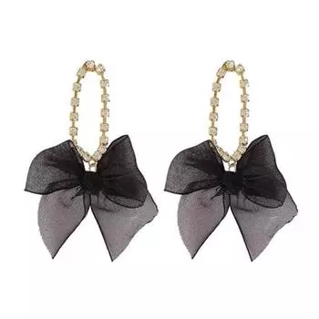 Сексуальные серьги с кружевным бантом чёрный