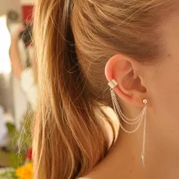 Сексуальные серьги, зажимы для ушей, серьги с кисточками из металлических листьев, одиночные серьги для женщин