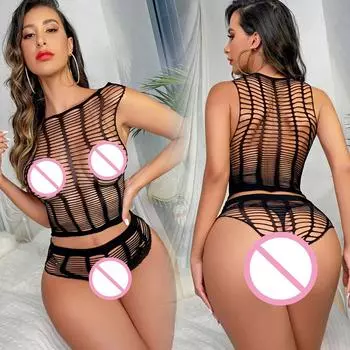 Сексуальные сетчатые боди-чулки для женщин, эротическое белье, открытая промежность, боди, женское нижнее белье, комплект женского костюма для забавы S