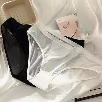 Сексуальные сетчатые ультратонкие треугольные трусики-бикини полупрозрачные быстросохнущие чистые хлопковые трусики с промежностью женские трусики M