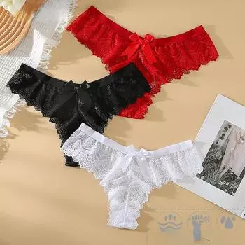 Сексуальные стринги-бабочки для девочек, женское нижнее белье, кружевные трусики со средней талией без следов 1XL