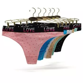 Сексуальные стринги с принтом, хлопковые стринги, женские трусики, бикини с низкой талией, женское нижнее белье, 6 шт./компл. M