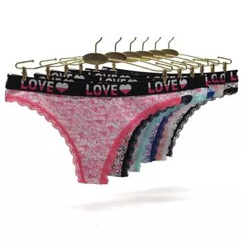 Сексуальные стринги, женское хлопковое нижнее белье, трусики с принтом пейсли, женские трусики, нижнее белье для женщин, 6 шт. M