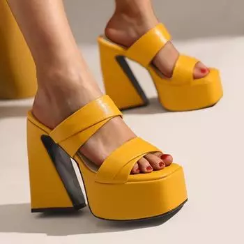 Сексуальные тапочки, женская летняя обувь на платформе 2025 года, уличные туфли на высоком каблуке, женские сандалии, женская обувь для вечеринок, большой размер 35 чёрный