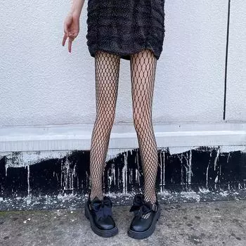 Сексуальные тонкие чулки в сеточку - Крупная сетка, препятствующая зацеплению, ажурный дизайн One size simple package чёрный