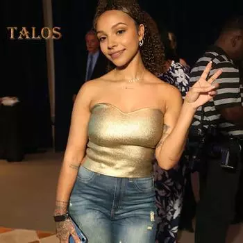 Сексуальные топы-бандо, женские облегающие топы с горячим тиснением, без бретелек, без рукавов, однотонные, повседневные блузки с обнажением пупка, клубная одежда S серебряный