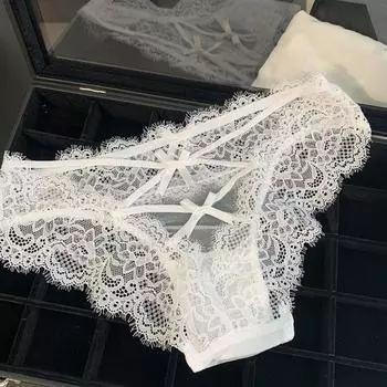 Сексуальные трусики-бикини с перекрестной подтяжкой, женские кружевные трусы с бантом, трусы с низкой посадкой, женское нижнее белье Hallow Out One Size