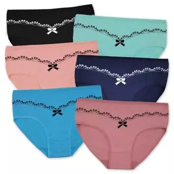 Сексуальные трусики больших размеров для женщин с цветочным принтом, хлопковое женское нижнее белье, нижнее белье со средней талией, 6 шт./компл. 2XL