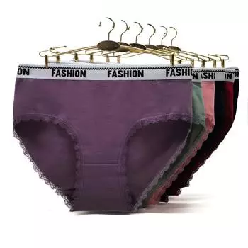 Сексуальные трусики больших размеров для женщин, кружевное лоскутное женское нижнее белье, хлопковое нижнее белье с промежностью, 6 шт./компл. 2XL