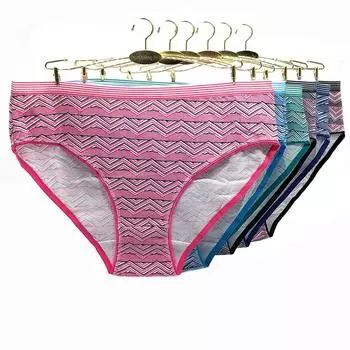 Сексуальные трусики больших размеров с геометрическим принтом, короткие хлопковые трусы со средней посадкой, женское нижнее белье, 6 шт./компл. XXL