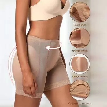 Сексуальные трусики для увеличения ягодиц, женские дышащие удобные трусики для увеличения бедер с подушечками, нижнее белье из тонкой сетчатой ткани S чёрный