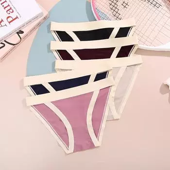 Сексуальные трусики для женщин, трусики с низкой талией, полосатые однотонные трусы, удобное нижнее белье для девочек S синий