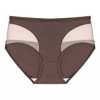 Сексуальные трусики из искусственного шелка с ажурным узором, дышащие, удобные, женское нижнее белье средней длины L розовый