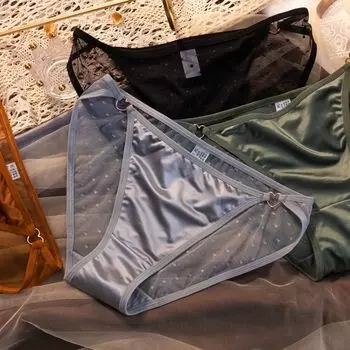 Сексуальные трусики Love Heart с пряжкой в горошек, прозрачные кружевные трусы, нижнее белье, дышащее женское белье, женские трусы XL