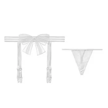 Сексуальные трусики Сексуальные чулки выше колена Чулки с подвязками Женские кружевные трусики Pure Desire Suit Соблазнительные трусики Skinny Net One size белый