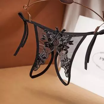 Сексуальные трусики-стринги большого размера со шнуровкой и вышивкой, ультратонкие и соблазнительные бретельки, забавные открытые женские стринги 3039 average size