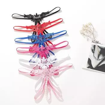 Сексуальные трусики женские полые вышитые сексуальные стринги жемчужные массажные трусики промежность женские стринги F/M size (suitable for 1 foot 7-2 foot 4)