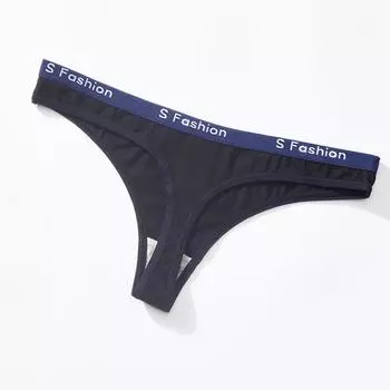 Сексуальные трусы 100% хлопок женские Т-образные трусики с низкой посадкой бесшовное нижнее белье дышащие стринги спортивная одежда бикини трусики M чёрный
