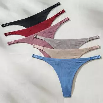 Сексуальные трусы для женщин, хлопковые трусики, однотонные стринги, нижнее белье, удобное нижнее белье, сексуальное нижнее белье-стринги M чёрный