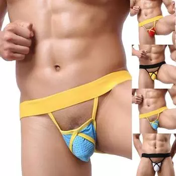 Сексуальные трусы с полым ремешком и открытой попкой, мужское нижнее белье, U-образные выпуклые трусы с низкой посадкой S