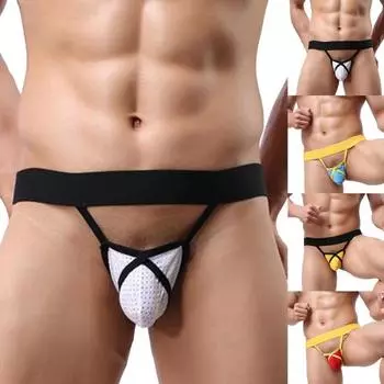 Сексуальные трусы с полым ремешком и открытой попкой, мужское нижнее белье, U-образные выпуклые трусы с низкой посадкой L