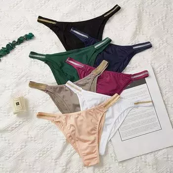 Сексуальные трусы Temptation Invisible женское нижнее белье No Sensation Hip Lifting Ice Silk Треугольные трусики бикини средней талии S чёрный