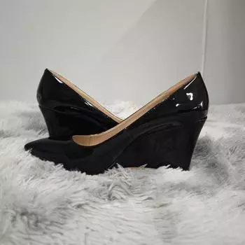 Сексуальные туфли-лодочки из лакированной кожи с острым носком на высоком каблуке, женские красные офисные свадебные туфли на танкетке, летние осенние женские 35 белый