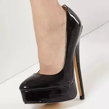 Сексуальные туфли-лодочки на платформе с острым носком на высоком каблуке 18 см, туфли для вечеринок, большие размеры 36–46 36 чёрный