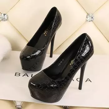 Сексуальные туфли-лодочки женские тисненые клетчатые босоножки с круглым носком на шпильках вечерние туфли на высоком каблуке для ночного клуба 35