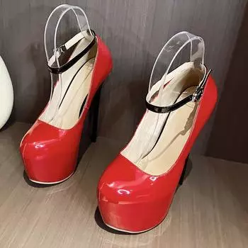 Сексуальные туфли на каблуках женские босоножки на платформе с пряжкой на щиколотке 16 см шпильки высокие каблуки ночные клубы элегантные женские одинарные туфли 35