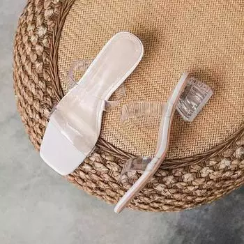 Сексуальные туфли на низком каблуке женские тапочки и сандалии из пластика дешевые ликвидные водонепроницаемые элегантные модные оригинальные 34