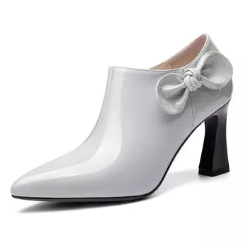 Сексуальные туфли на высоком каблуке с острым толстым каблуком женские туфли с бантом 34 серый