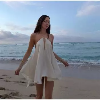 Сексуальные вечерние платья с открытыми плечами Женские элегантные платья без рукавов с вырезами Пляжное платье с открытой спиной Летние жилеты в стиле высокой моды S белый