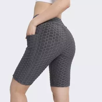 Сексуальные жаккардовые брюки для фитнеса Five Point Bubble Yoga Peach Booty Sports Leggings S жёлтый