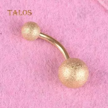 Сексуальные женщины из нержавеющей стали с двойным шариком, штангой, кольцо для пупка, ювелирные изделия для пирсинга One Size золотистый